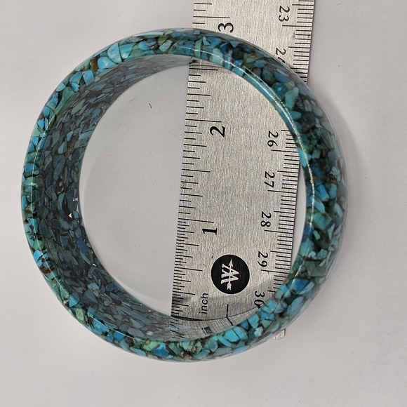 Southwest Style by JTV Genuine Blue Turquoise Chip Bangle Bracelet Big Chunky - Picture 6 of 6